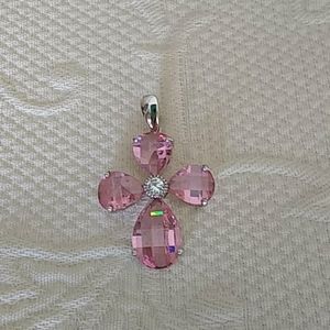 Gorgeous sterling silver pink crystal pendant